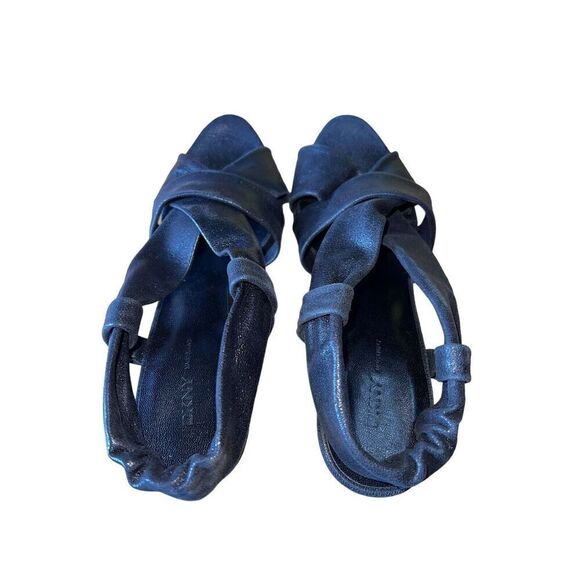 DKNY Rachelle Open Toe Black Leather Pumps Womens Size 10 GREAT CONDITION - Picture 5 of 11